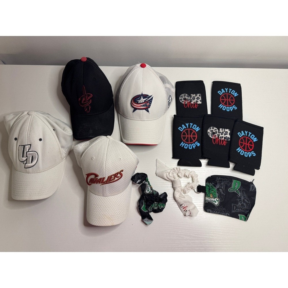 Lot of Ohio Apparel Hat Scrunchies Bag Dayton Flyers Cleveland Cavs Blue Jackets